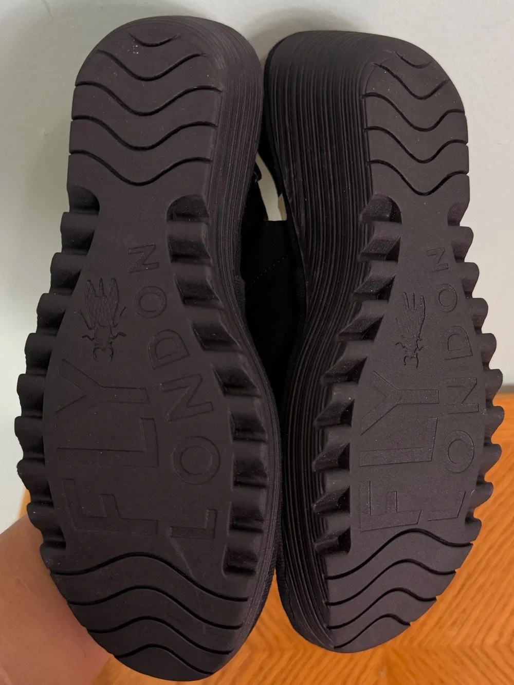 FLY London Womens Yeay 387 Leather Peep-Toe Slingback Black Women Sz 40 9-9.5